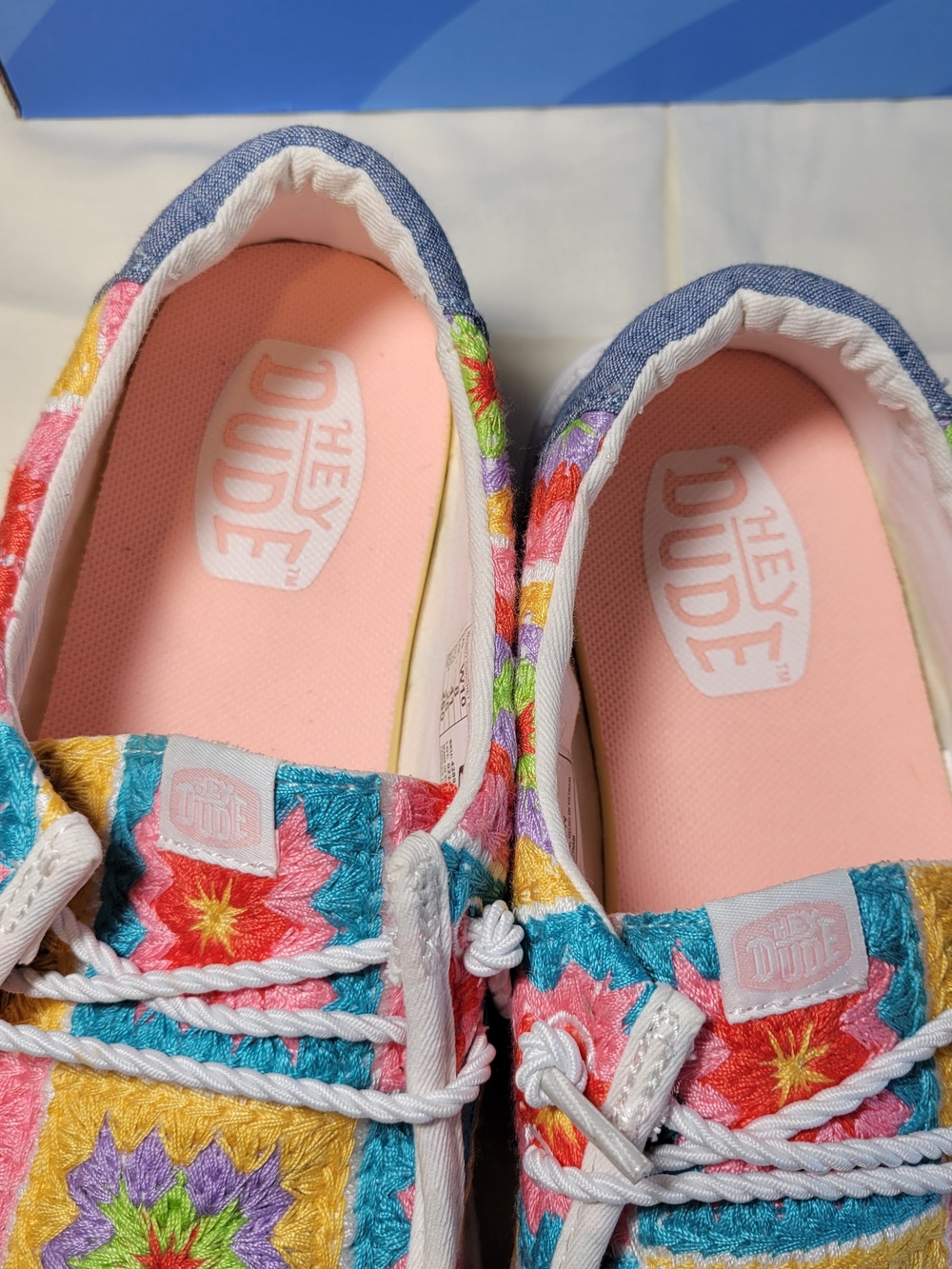 Hey Dude Women Crochet Slip-On Sneakers in Pink, Blue, Yellow, Green, Purple - Picture 3 of 4